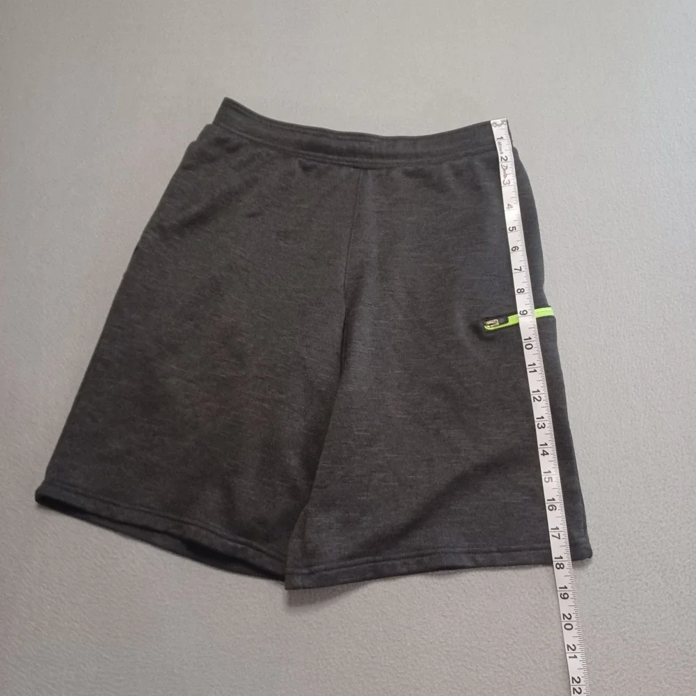 Champion C9 Athletic Shorts Boys L 12-14 Gray Heather Neon Green Mesh Gym Active